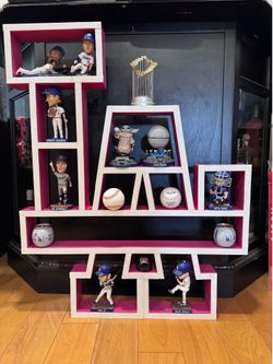 Pink LA memorabilia shelf