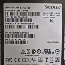 SanDisk 2.5 256GB SSD hard drive