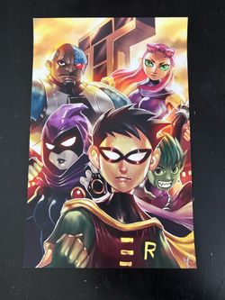 Teen Titans Cartoon Network DC Comics Super Heroes Colorful Art Print Poster