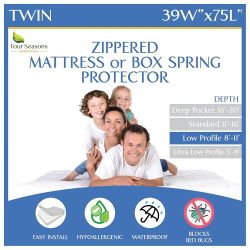 Twin Size Mattress or Box Spring Encasement (8"-11" Depth) Waterproof Zippered Protector