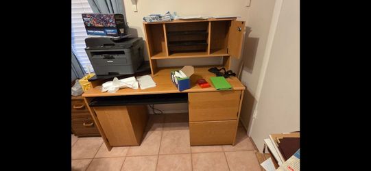 Desk with hutch & printer shelf