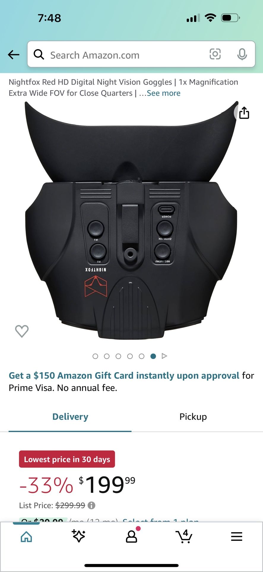 Nightfox Red HD Digital Night Vision Goggles 1x Magnification