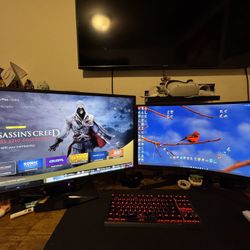 Monitor Bundle 4K 32 Inch & 1440p 27 Inch Curved 