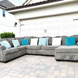 Grey U Shaped Sectional Sofa 