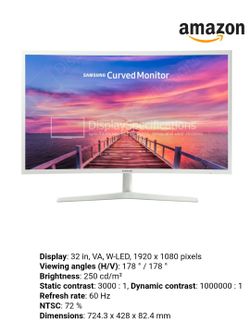 Samsung 32" Full HD Curved Screen LED LCD Monitor Glossy White C32F395FWN