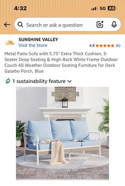White Metal Patio Sofa
