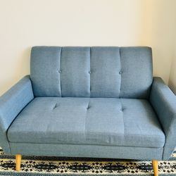 Blue love seat, Mid Century Modern Decor
