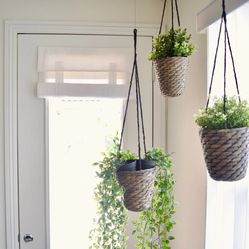 IKEA DRUVFLÄDER Hanging Gray Water Hyacinth Planter 7” Height