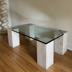Travertine & Glass Coffee Table