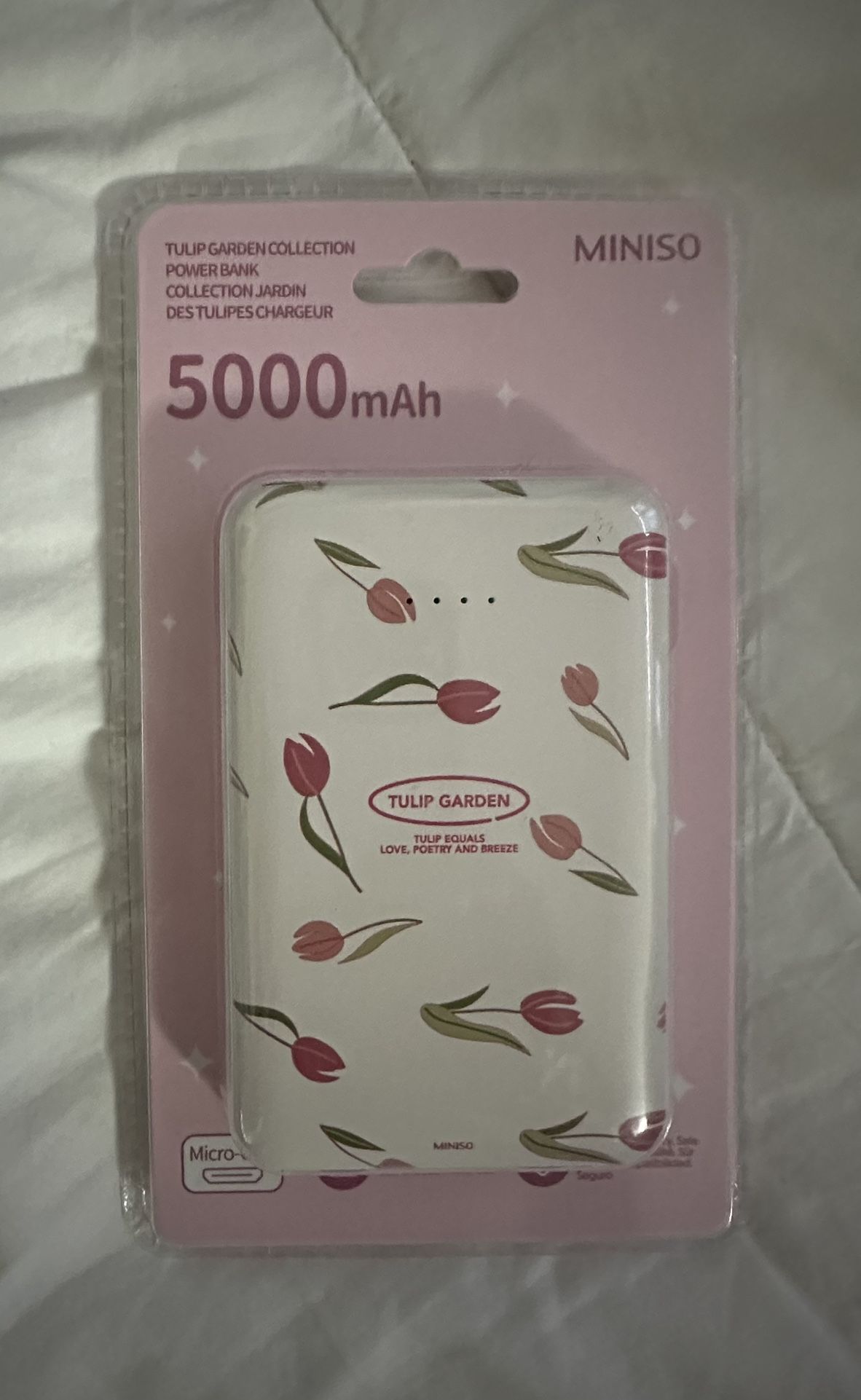 Miniso Power Bank - Tulip Garden Collection - 5000 mah