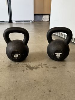 Pair Of Titan Fitness 60lb Kettlebells