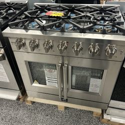 36’ Inches Wide FORNO SLIDE IN GAS STOVE!!! Air Fryer!!! CONVECTION OVEN!!! STAINLESS STEEL BRAND NEW!!! 6 Burners With Grilled!!!!!