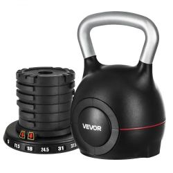 Kettlebell, Adjustable Kettlebell with 7 Weight Levels (5, 11.5, 18, 24.5, 31, 37.5, 44 lbs), Die-Cast Aluminum and ABS Material, for Grip Strength Tr