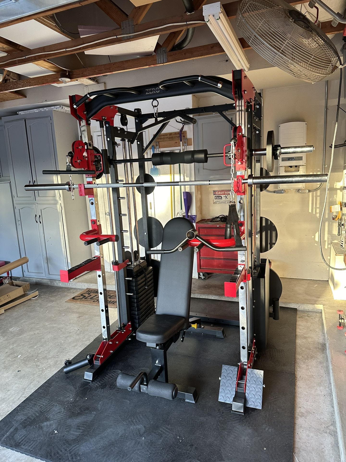 Smith Machine 200 | Adjustable Bench | 245lb Cast Iron Olympic Weights | 7ft Olympic Bar | Fitness | Gym Equipment | FREE DELIVERY/INSTALLATION 🚚 🛠️