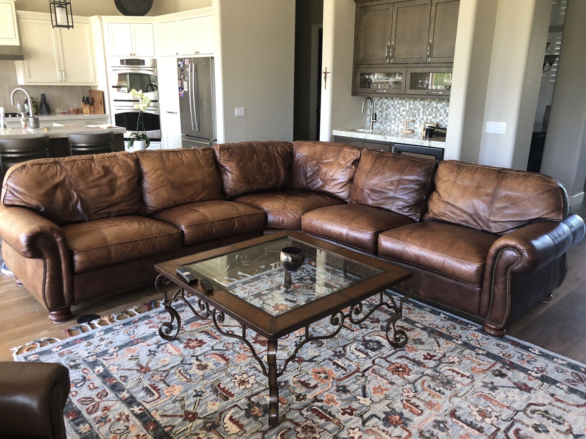 Thomasville 3 piece brown leather sectional. for Sale in Scottsdale, AZ