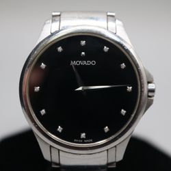 Movado Masino 77.1.14.1581 Black Dial Stainless Steel 39 mm Quartz Men's Watch