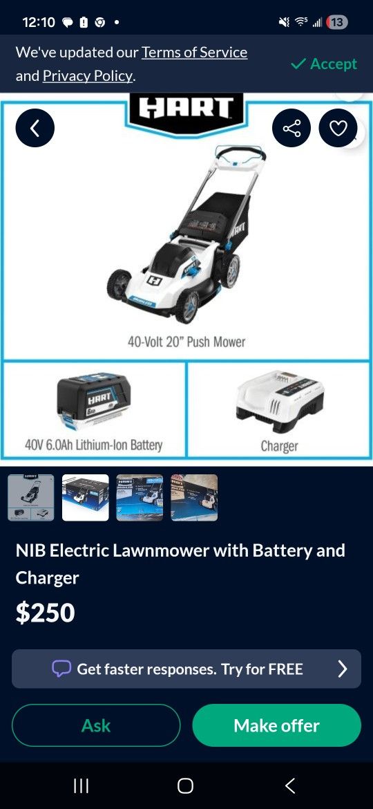 Electric Hart Lawn Mower