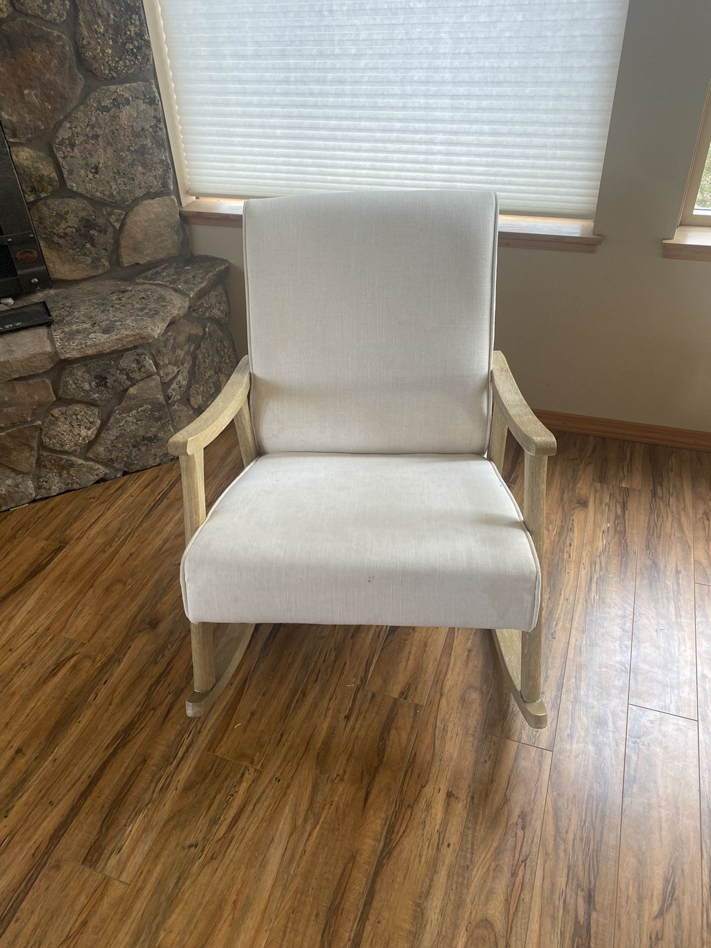 Rocking Chair Teakwood White Linen