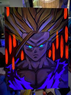 Gohan Ssj2 acrylic painting(Blacklight Compatible)