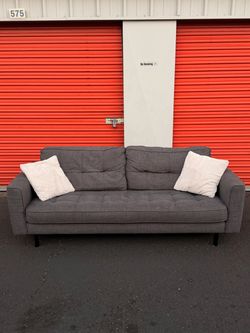 Free Delivery 🚚 - Gray Tufted Mid-Century Modern Sofa