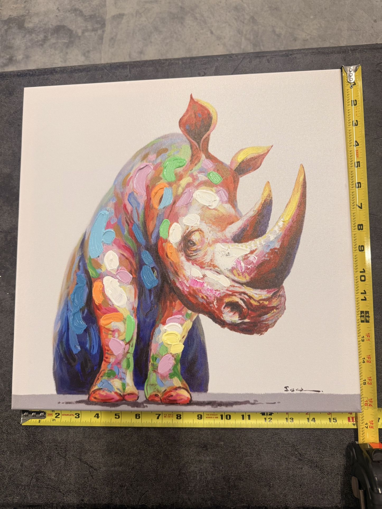 Rhino Painting on Canvas 16”x16”