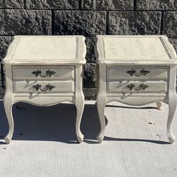 matching Queen Anne style shabby chic end tables 