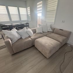 Acanva Luxury L-Shaped Upholstery Convertible Sectional Sofa, Contemporary Reversible Couch with Chaise Lounge + Extra Armless Chair