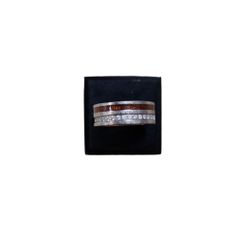 Size 8.5 Titanium Bling Wood Grain Wedding Band