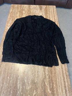 Black Fuzzy Open Front Cardigan