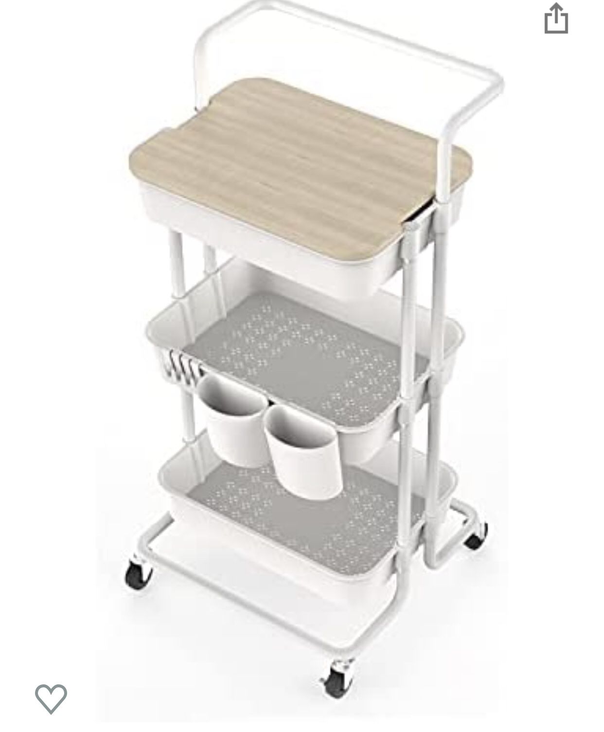 Rolling Cart With Table Top Organizer