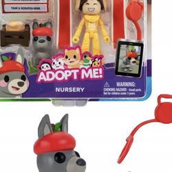 figuras de acción de Roblox Adopt Me! Nursery. • El set incluye una figura de personaje, una figura de mascota y accesorios,