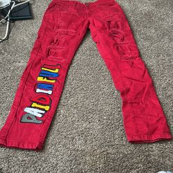 Black Pike 32x32 Red (paid In Full) Jeans 
