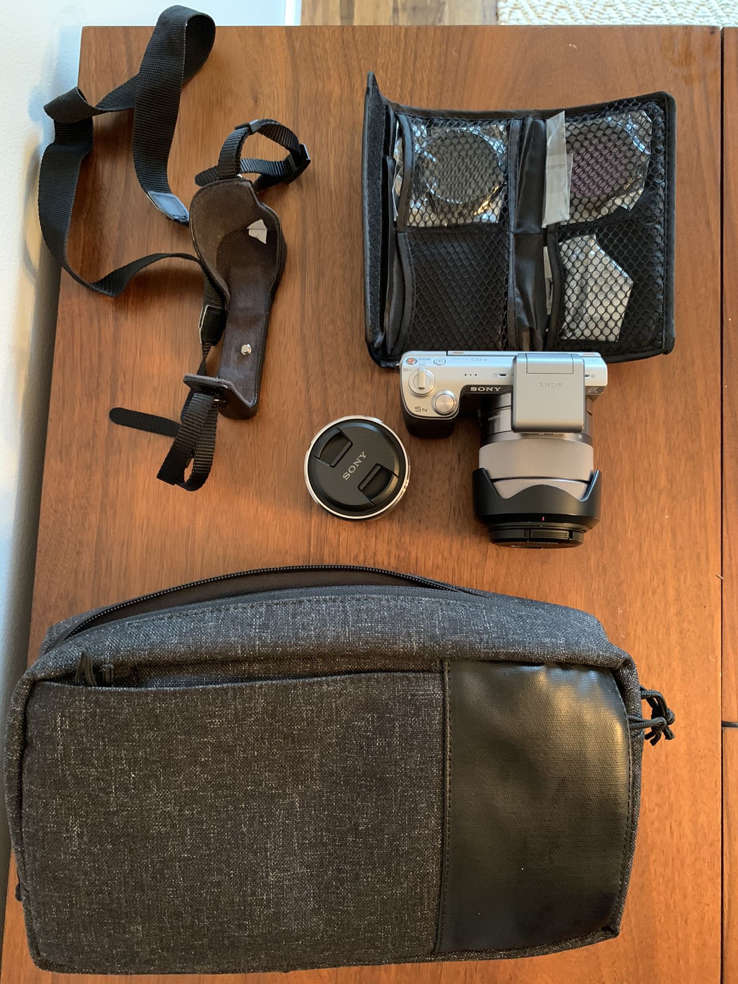 Sony Alpha NEX-5N 16.1MP Digital Camera - Silver With E Mount Lens Kit, Bag, Lens Filters