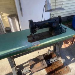 Industrial Singer Sewing Machine & Table