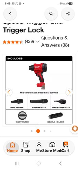 M18 18V Lithium-Ion 570 MPH Brushless Cordless Precision Blower with Variable Speed Trigger and Trigger Lock