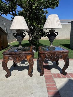 Set of vintage wood end tables