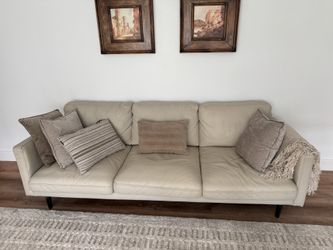 Genuine Leather Sofa In Ivory