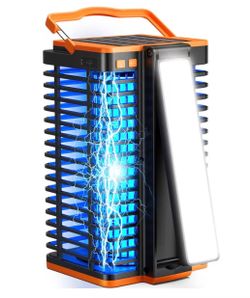 Solar Bug Zapper Outdoor,2 in 1 Mosquito Zapper Cordless & Rechargeable, 4200V Portable Fly Zapper Insect Trap with Reading Lamp for Camping Patio Bac