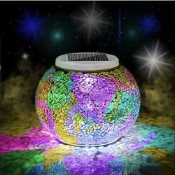 Brand New Color Changing Solar Powered Glass Ball Garden Lights, Aukora Solar Table Lights Waterproof Solar Led Night Light for Garden Patio Party Yar