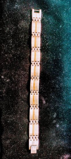 8"  Stainless Steel & Gold Bracelet with 8 Links of 14k Gold Inserts Enhancing This Cool & Masculine Piece