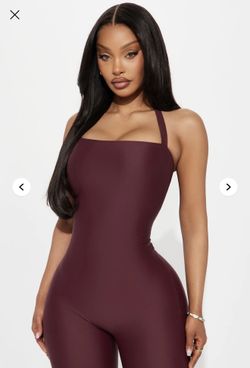 Fashion Nova Medium Wine Red Halter Jumpsuit Ladies Outfit Medium