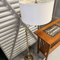 Vintage brass swing arm floor lamp