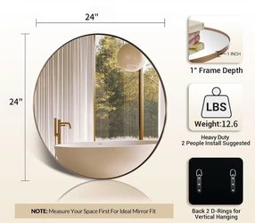 24-Inch Round Wall Mirror with Metal Frame