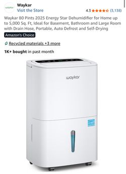 Waykar 80 Pint Energy Star Dehumidifier - NEVER OPENED