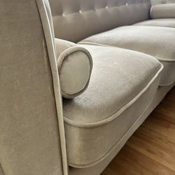 Beige Fabric sofa with button back 