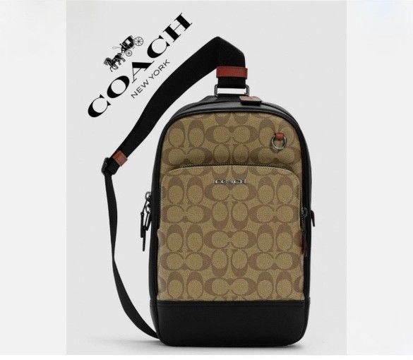 Coach Graham Pack In Color block Signature Canvas