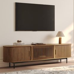 POVISON Fully-Assembled Mid Century Modern TV Stand for 75 inch TV