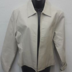 Beverly Hills Club Beige Leather Jacket Size L