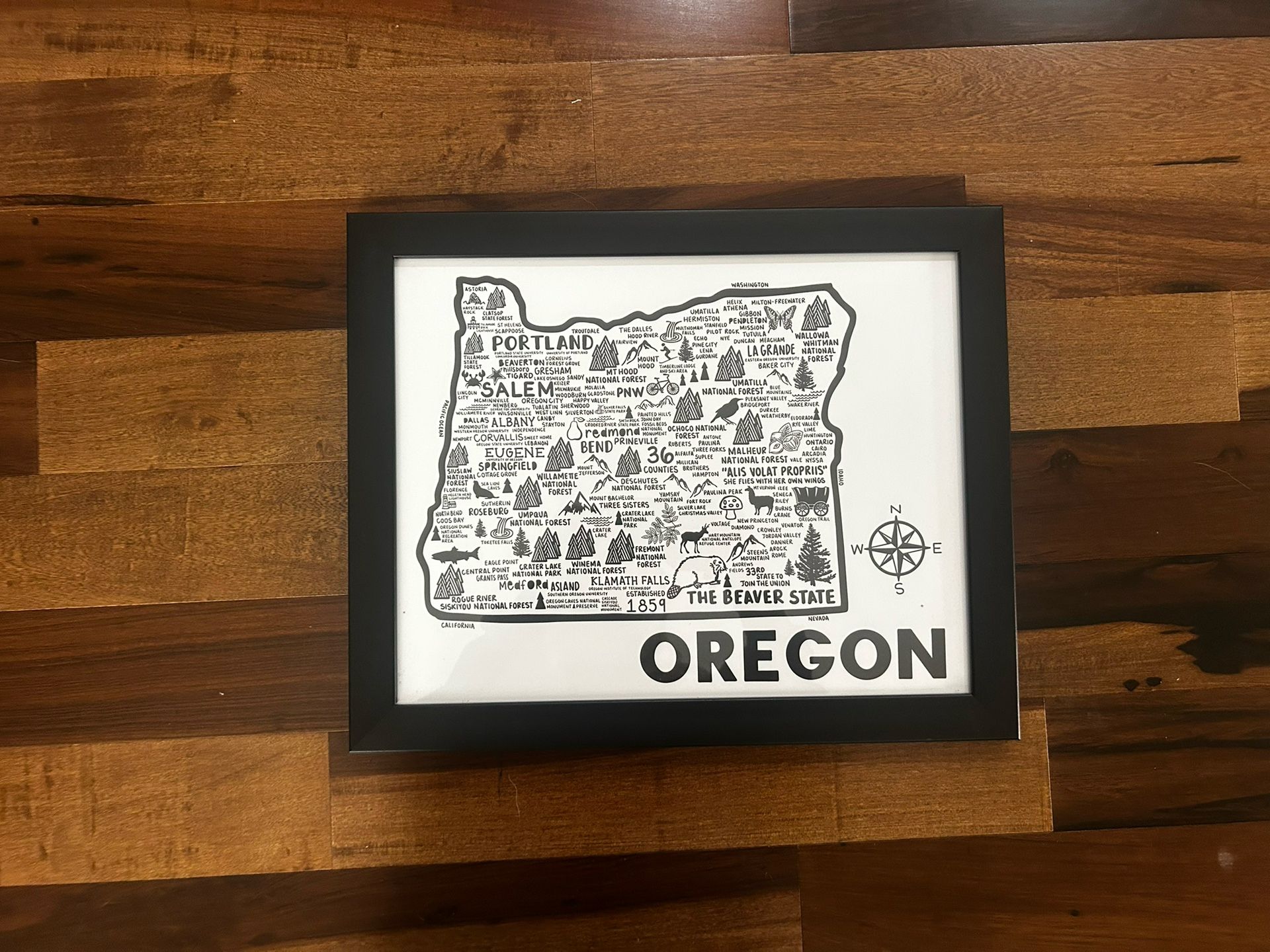 Wall art oregon drawing