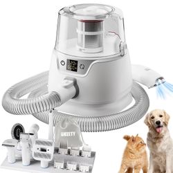 Pet Grooming Vacuum, Professional Dog Grooming Clipper with 6 Pet Grooming Tools Low Noise Dog Grooming Kit with Hair Dryer Pet Hair Vacuum for Dogs C